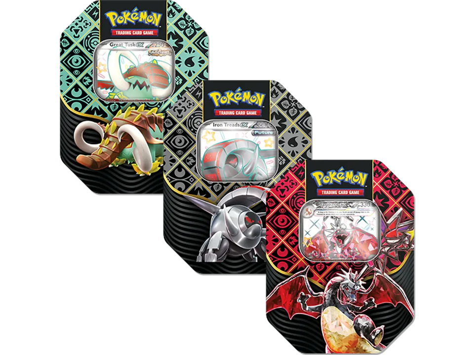 Pokemon Paldean Fates Tin Great Tusk or Iron Treads
