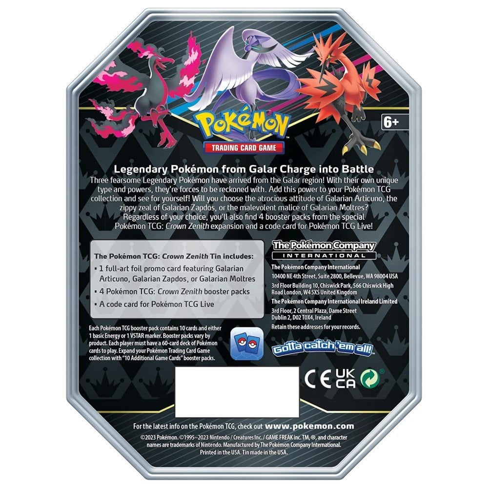 Pokémon TCG: Crown Zenith Tin (Galarian Zapdos)