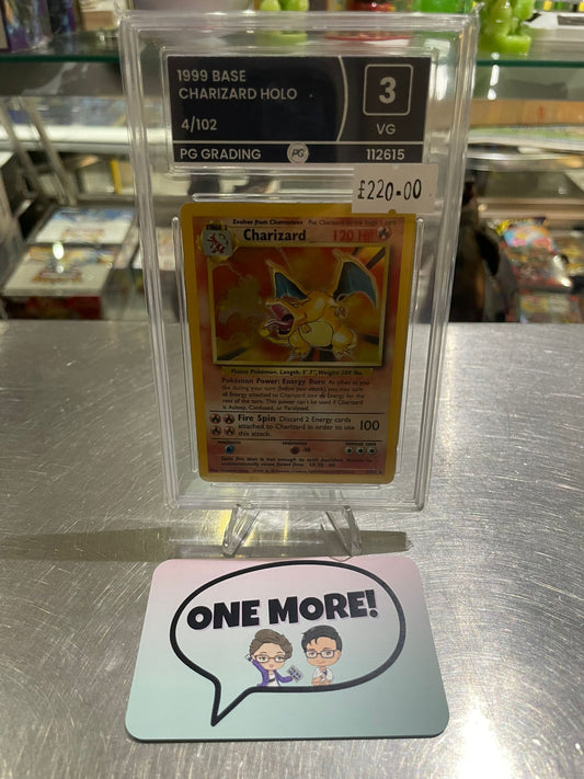 Pokemon TCG: 1999 Charizard Base Holo PG Grade 3