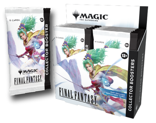 Two 'Magic: The Gathering' Final Fantasy trading card packs on a white background