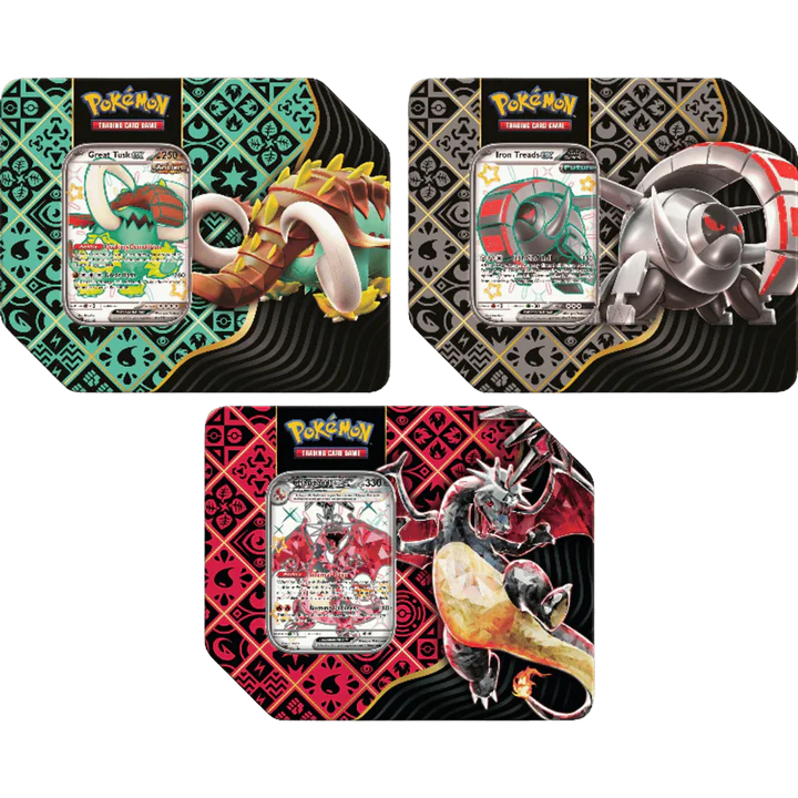 Paldean Fates 5-Pack Tin (American) Iron Treads or Great Tusk