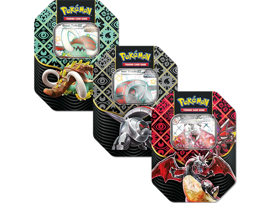 Pokemon Paldean Fates Tin Great Tusk or Iron Treads