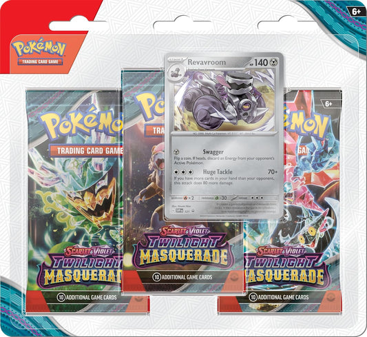 Pokémon trading card game pack with cards and packaging Pokemon cards scarlet & violet Twilight masquerade 3 pack booster RRP promo