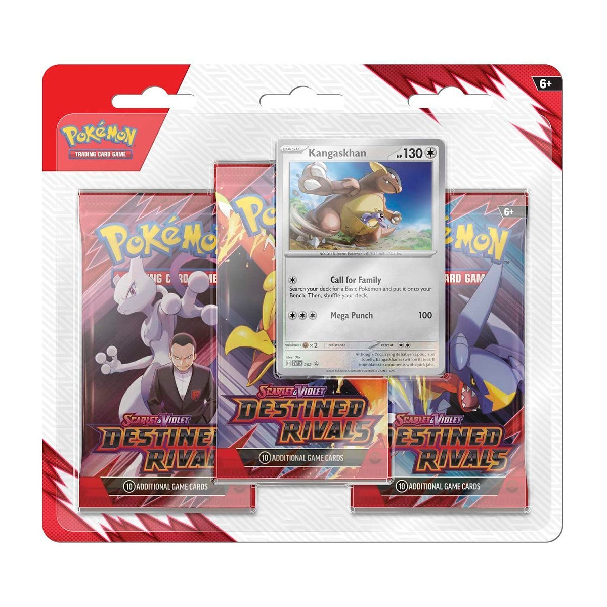 Pokémon trading card game packs with a visible card featuring Kangaskhan.  destined rivals 3 pack booster Pokemon