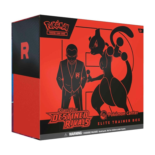 Pokémon trading card game Elite Trainer Box packaging with red and black design. destined rival elite trainer box ETB contents