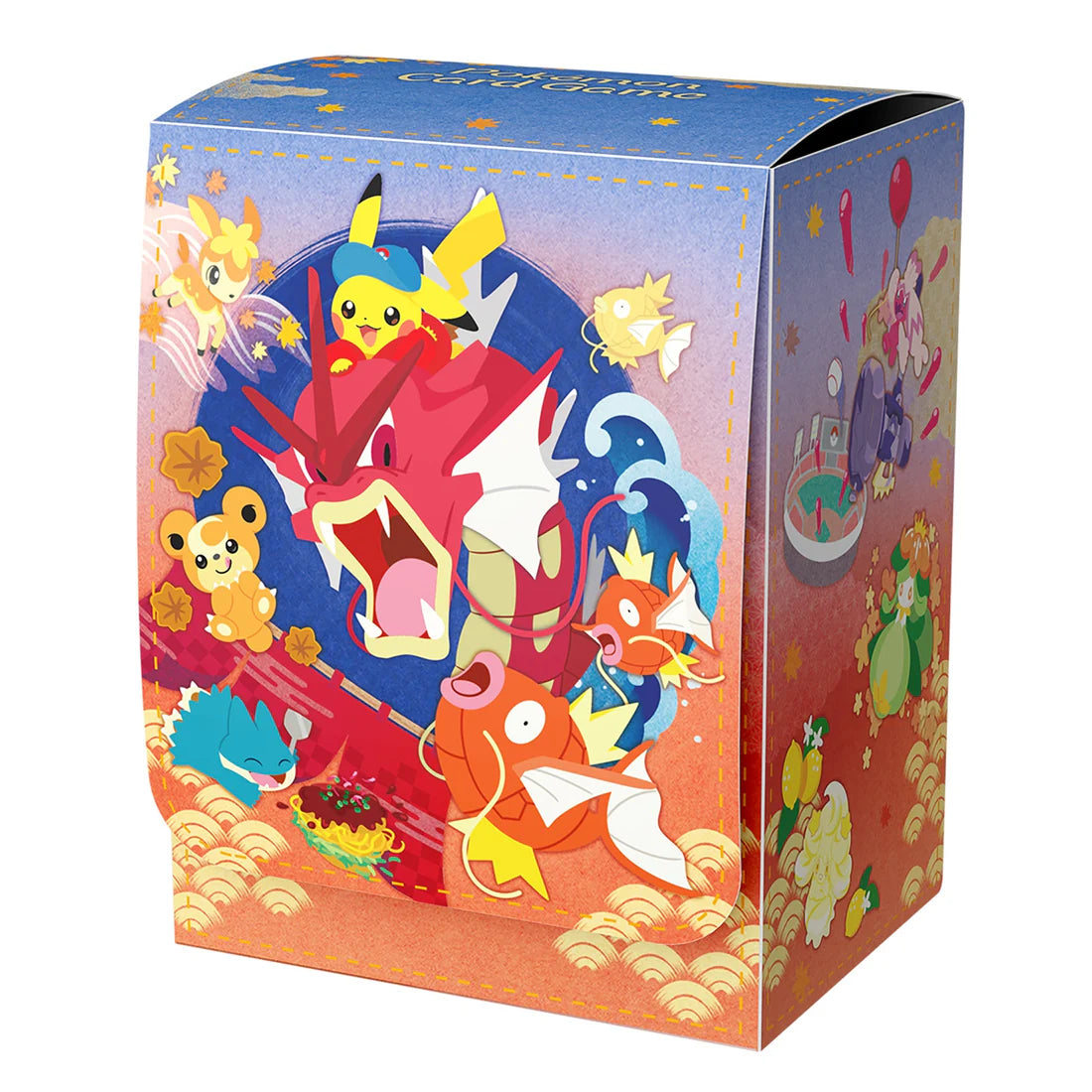 Colorful box with cartoon characters on a white background