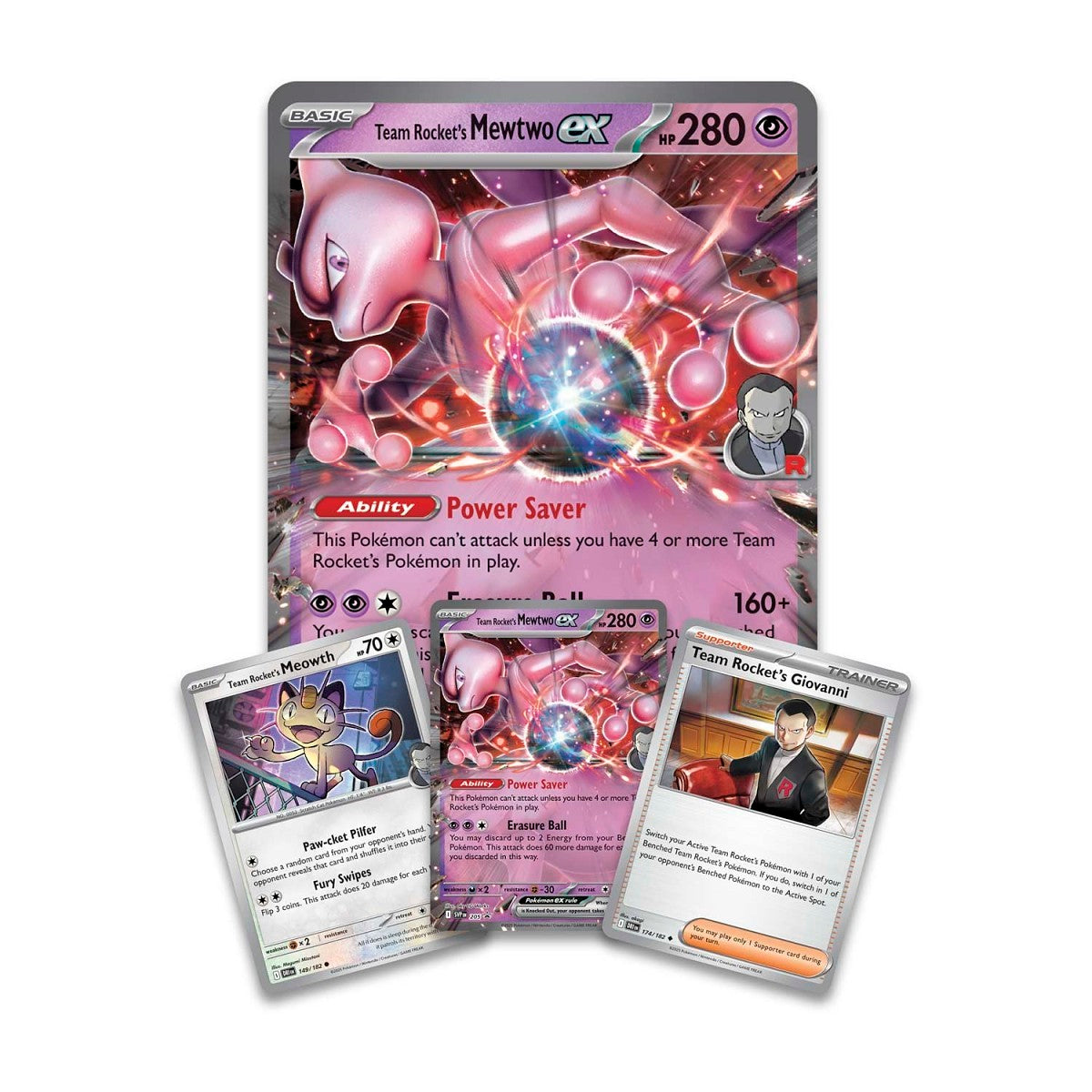 Pokémon trading card featuring Team Rocket's Mewtwo EX on a white background